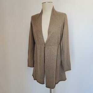 Vintage EILEEN FISHER 100% Cashmere Cardigan Drawstring Tie-Waist Brown